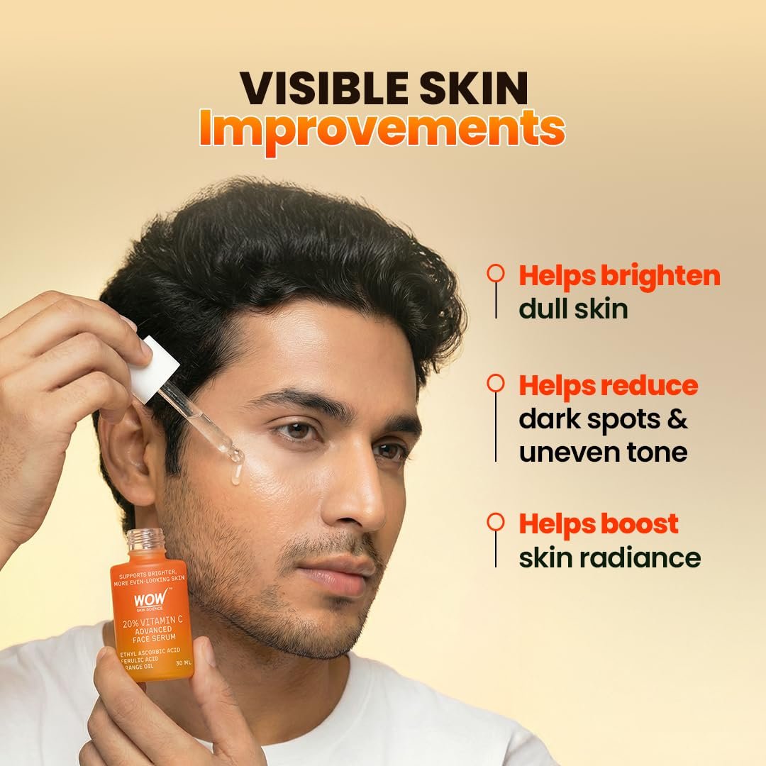 WOW Skin Science 20% Vitamin C Advanced Face Serum | Ethyl Ascorbic Acid + Ferulic Acid + Orange Oil | Brightening, Dark Spot Reduction & Even Skin Tone | 30ml thumbnail