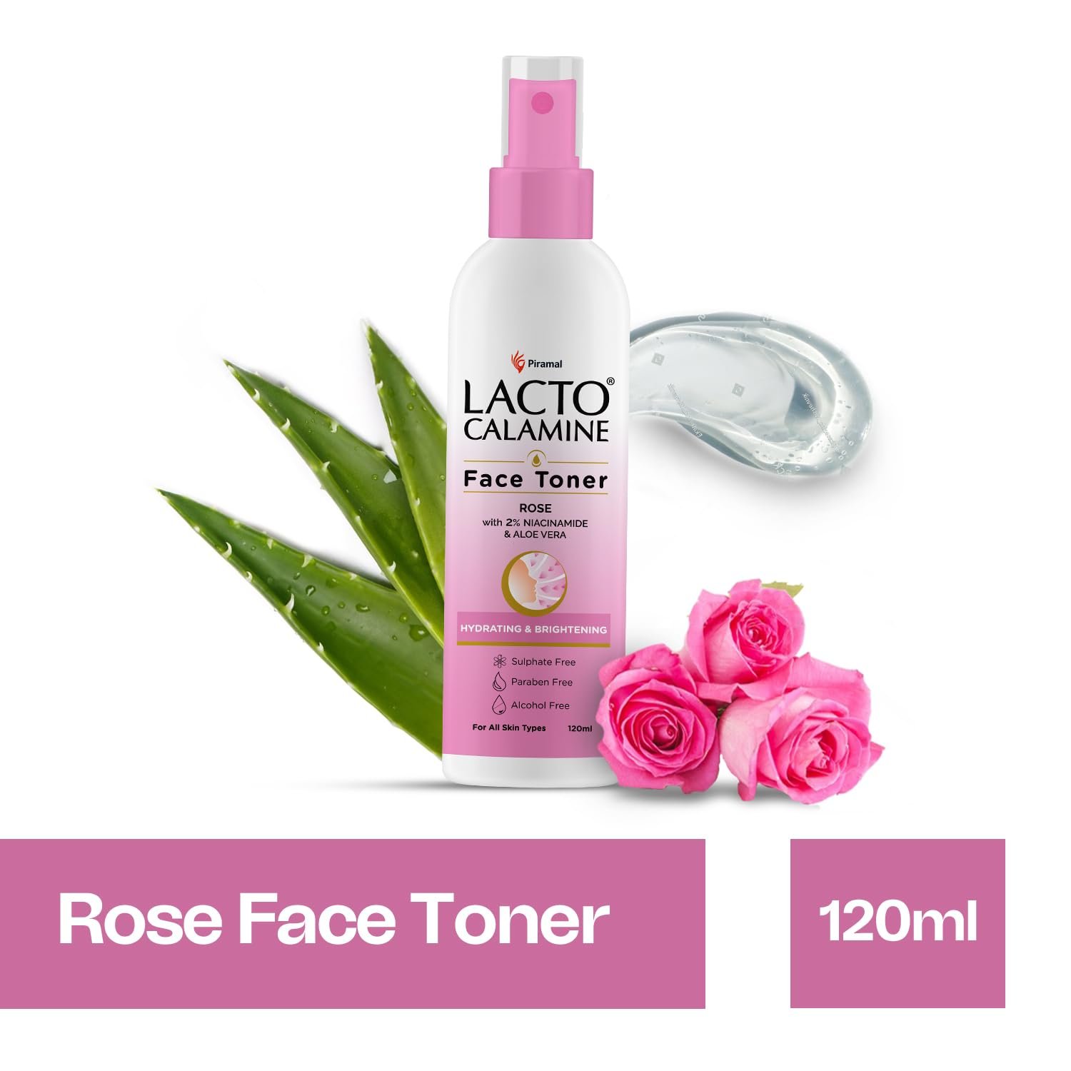 Lacto Calamine Rose Water Toner For Glowing Skin | 120ml | Gulab Jal Face Toner | Rosewater with Aloe Vera & 2% Niacinamide | Cleanses, Hydrates & Moisturises Skin | thumbnail
