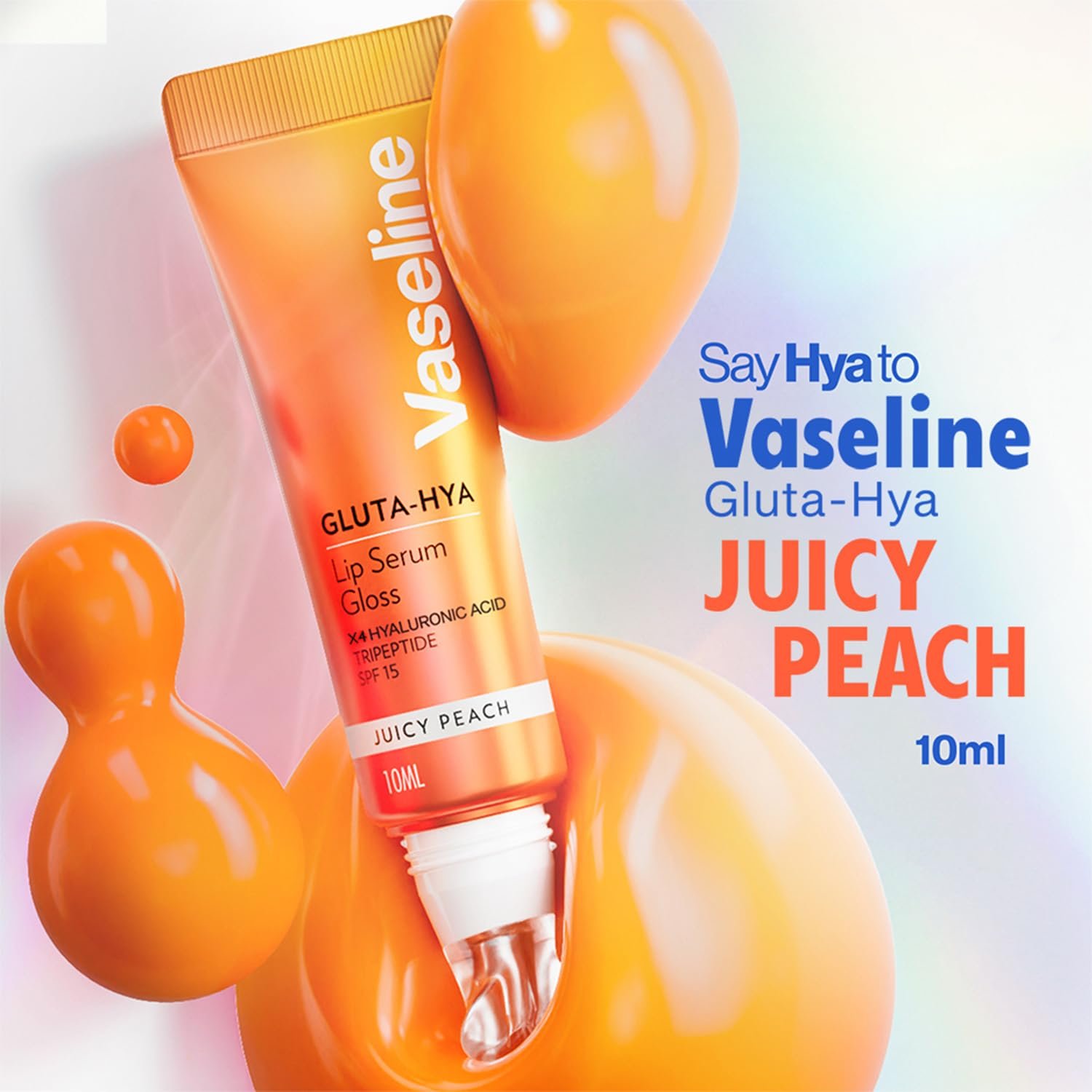 Vaseline Gluta-Hya Juicy Peach Lip Gloss, Serum Lip Care with Hyaluronic Acid and GlutaGlow Technology, Tints, Plumps and Protects with SPF15 for Plumper Lips | 10 ml thumbnail