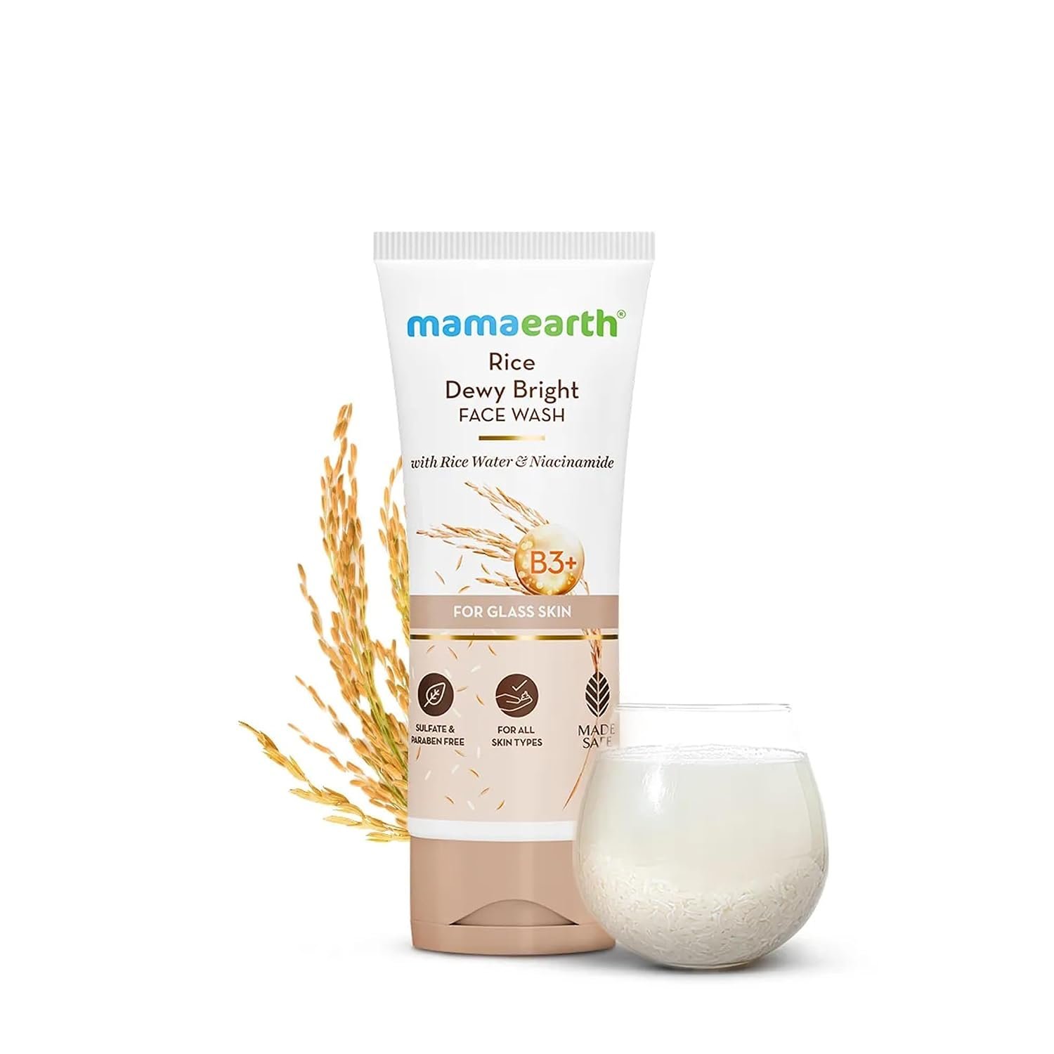Mamaearth Rice Dewy Bright Face Wash With Rice Water & Niacinamide for Glass Skin 100ml thumbnail