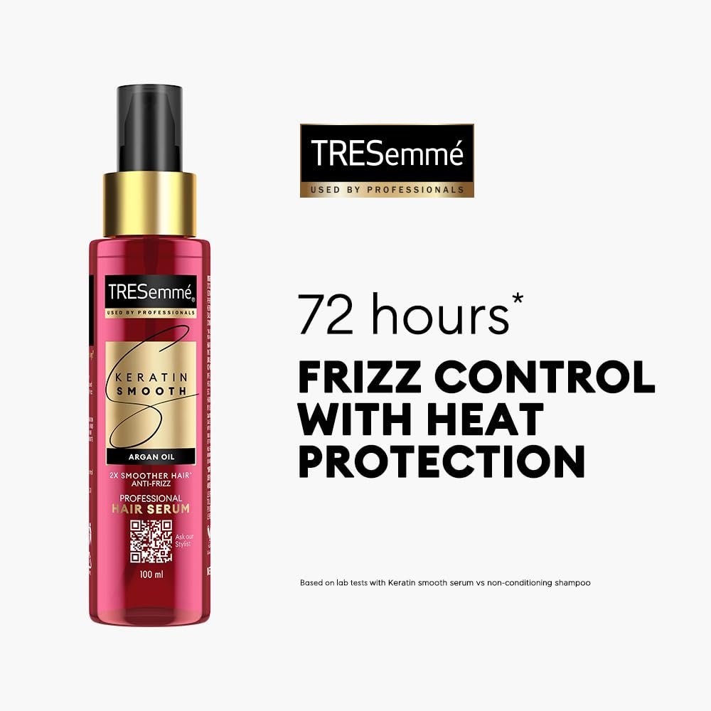 TRESemmé Keratin Smooth Anti Frizz Serum 50ml | 72H Frizz Control, Heat Protection & 2X Smoother Hair | Paraben Free Hair Serum for Dry Frizzy Hair thumbnail