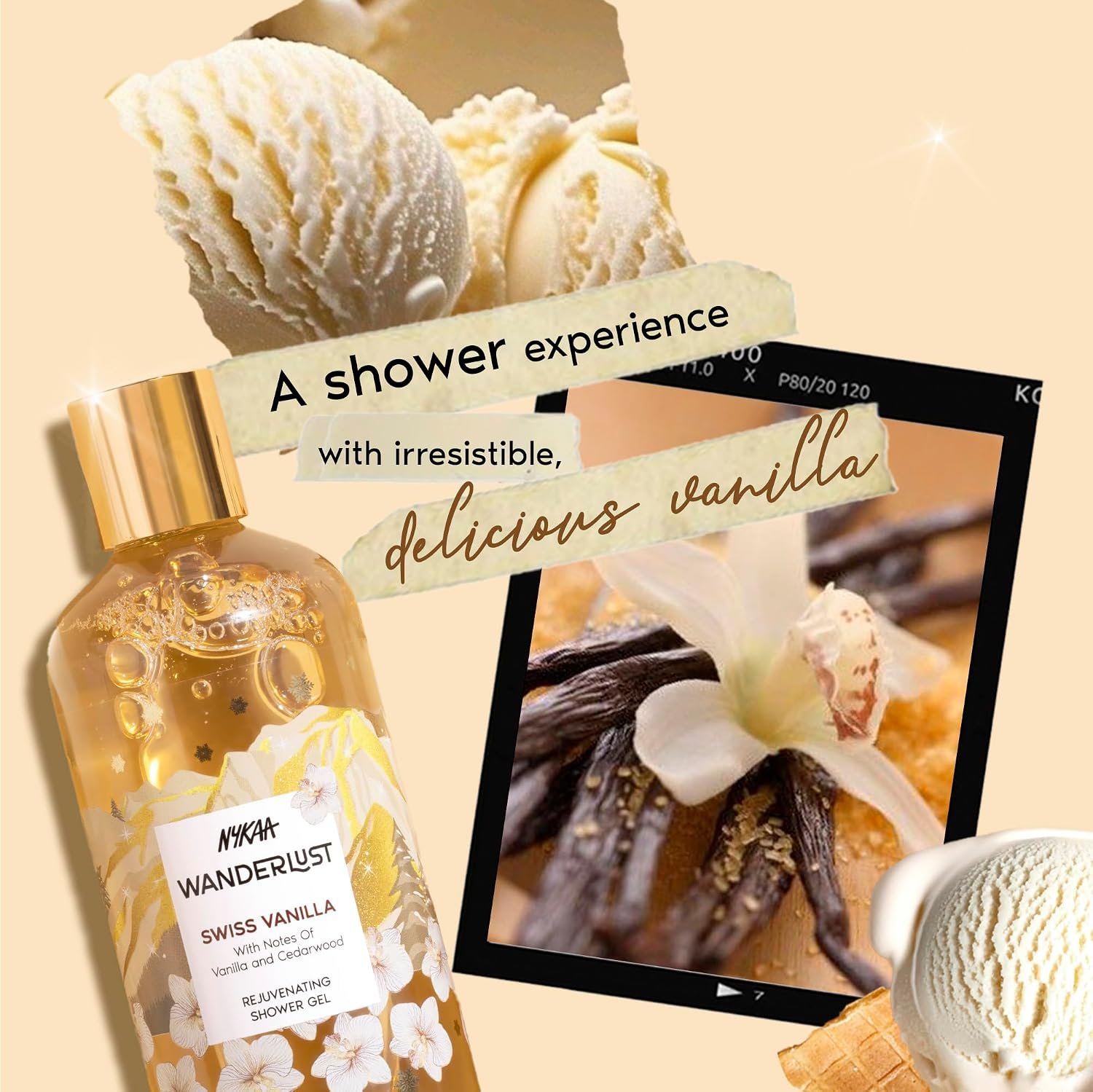 Nykaa Wanderlust Swiss Vanilla Hydrating Perfume Body Wash, Vanilla & Cedarwood, Vitamin E & Glycerine, Shower Gel for Smooth & Soft Skin, Long-lasting Fragrance, No Parabens thumbnail