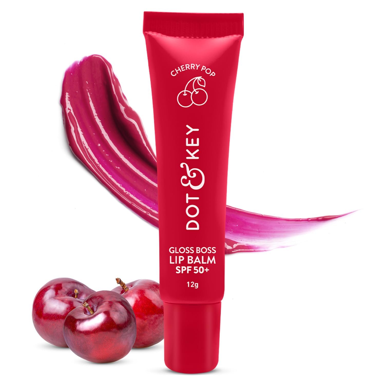 Dot & Key Cherry Lip-Balm SPF 50 (12gm) | Moisturization |For Smooth and Brightening | Shea Butter with Vitamin E | Tinted Lip-Balm for Glossy, Buttery Soft Lips
