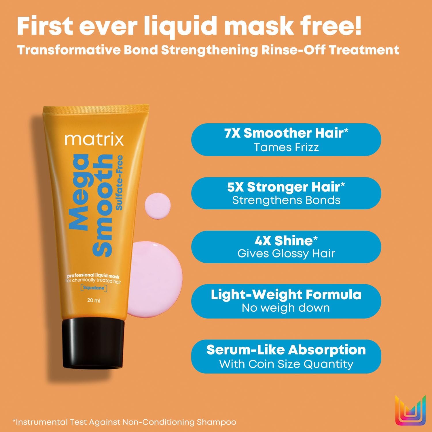 Matrix Professional Mega Smooth Shampoo (200ml) & Conditioner (100ml) Combo With Free Mini Hair Mask (20ml) for Frizzy Hair |Max Smoothness for 4 Days|Used by 1 Lakh Hairstylists thumbnail