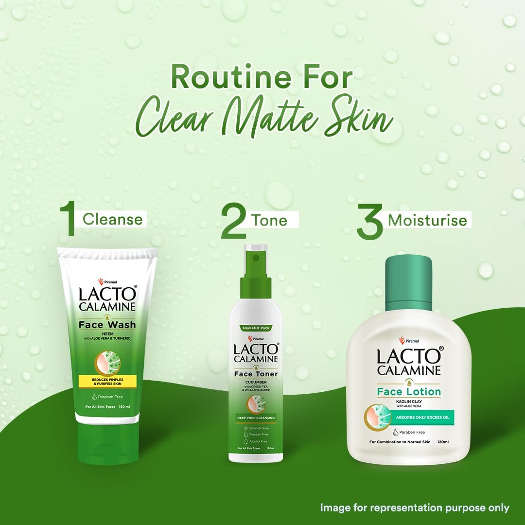 Lacto Calamine Face Toner With Cucumber | 120ml | Deep Pore Cleansing | Open Pores Tightening with Green Tea & 2% Niacinamide For Cool & Hydrated Skin | thumbnail
