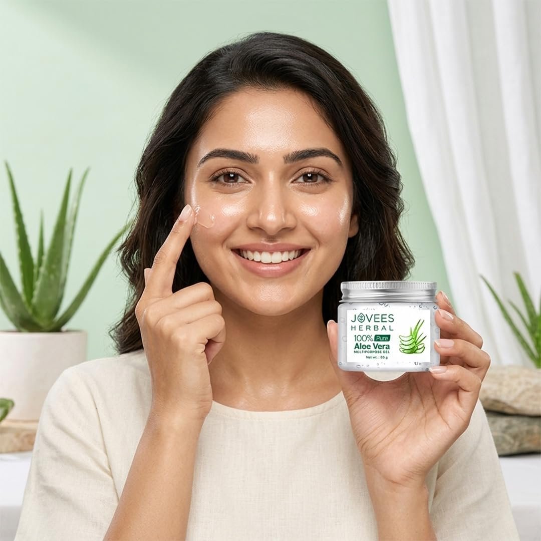 Jovees Herbal 100% Pure Aloe Vera Multipurpose Gel For Face, Skin & Hair | Aloe Vera Gel For Hydrates, Moisturized & Even Tone Skin | Suitable For Men & Women- 85g thumbnail