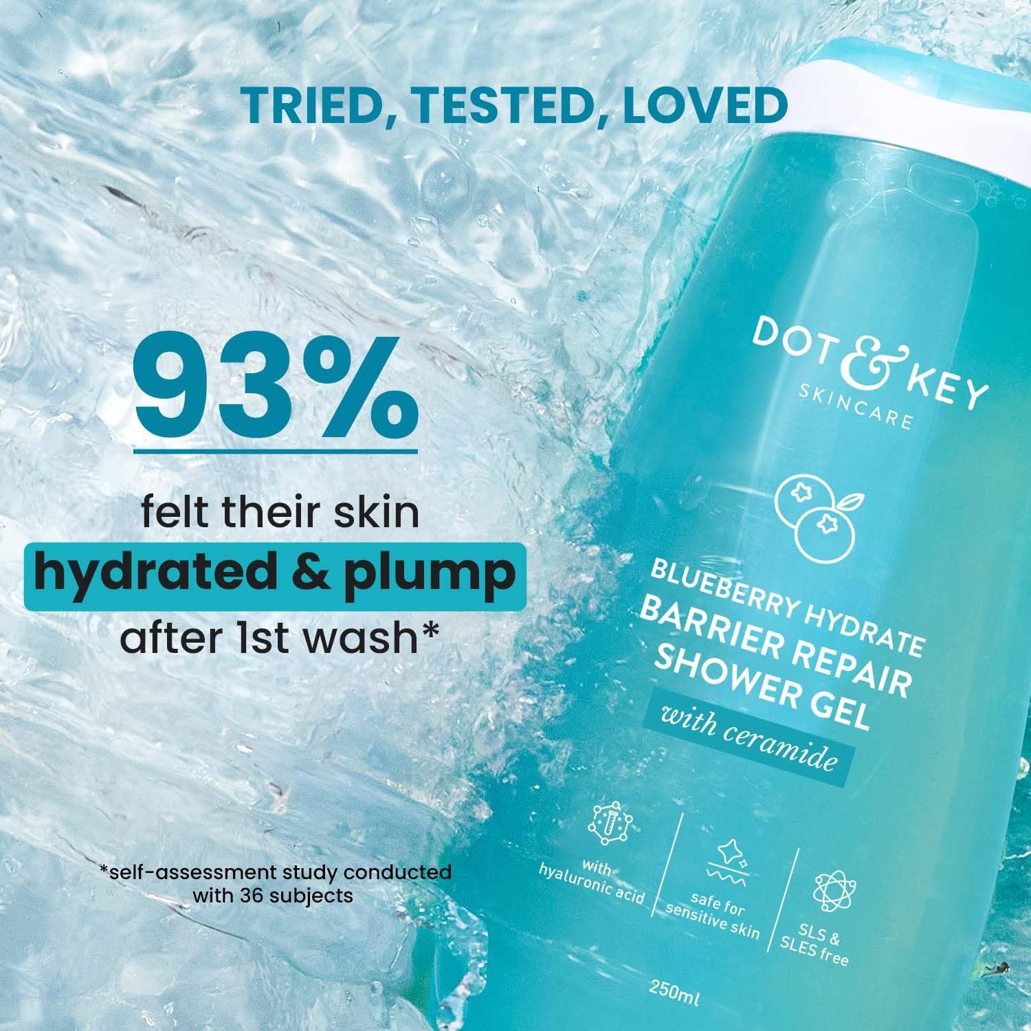 Dot & Key Blueberry Hydrate Barrier Repair Shower Gel | Sulphate Free & Non Drying | Body Wash For Sensitive, Dry & Normal Skin | 250ml thumbnail