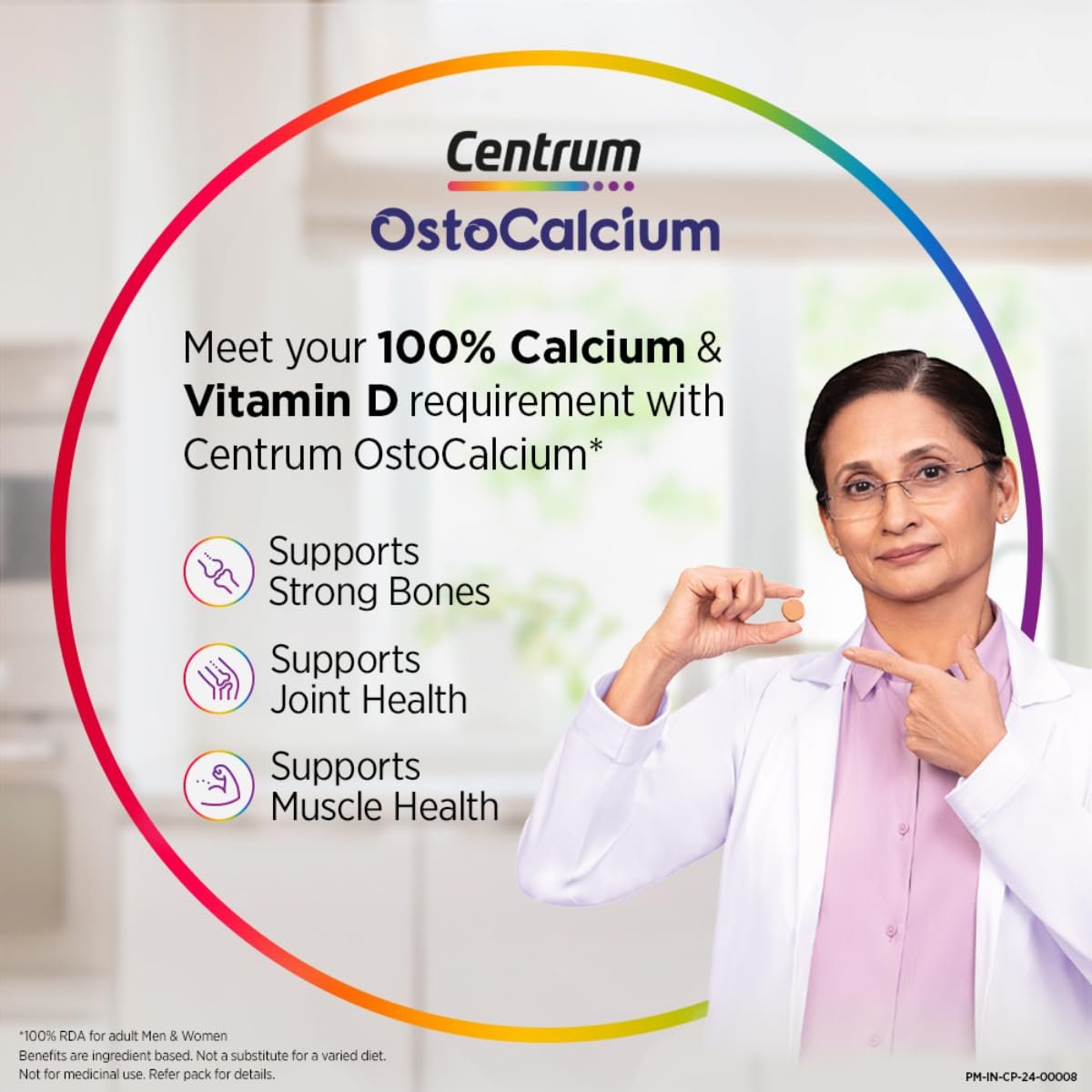 Centrum Ostocalcium Total Chewable Tablets For Women & Men | Vitamin D & Calcium Tablets To Support Strong Bones, Joints & Muscles |30 Tablets thumbnail