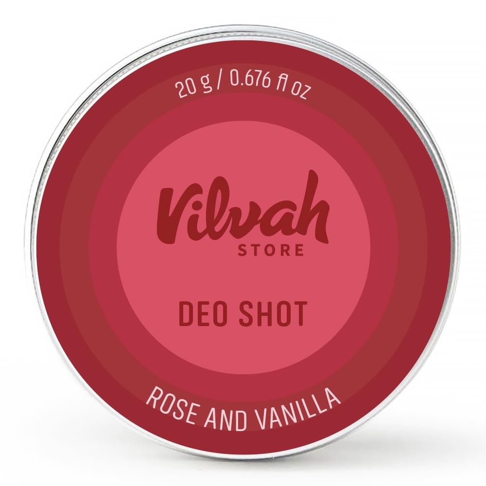 Vilvah Rose & Vanilla Deo Shot | Natural Underarm Deodorant for Odour Control & Dark Underarms | Absorbs Odour, Soothes Skin & Refreshes with Natural Fragrance | 20g thumbnail