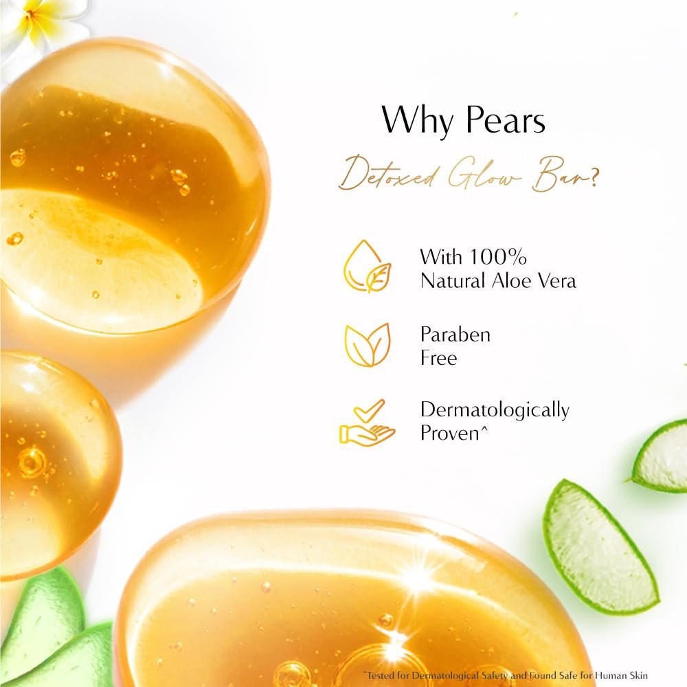 Pears Naturalé Aloe Vera Detoxifying Soap Bar | Refreshing Cleansing Bathing Soap for Clean, Soft & Fresh-Looking Skin | Pack of 4 × 125g (500g Total) thumbnail