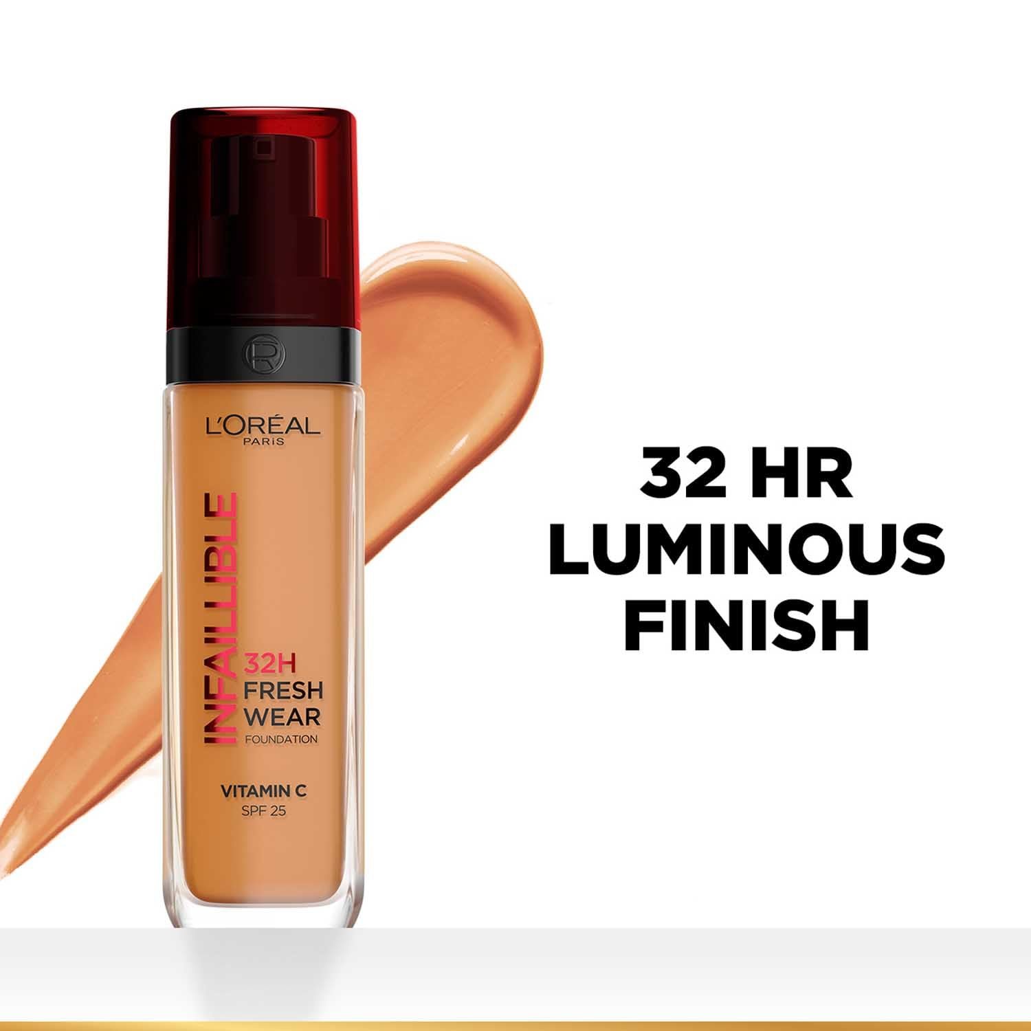 L'Oreal Paris Infallible 32H Fresh Wear Liquid Foundation, 330 Hazlenut 32H Fresh Wear Liquid Foundation, Transfer-Proof, Sweat-Proof, Lightweight Breathable Texture, Full Coverage, Vitamin thumbnail