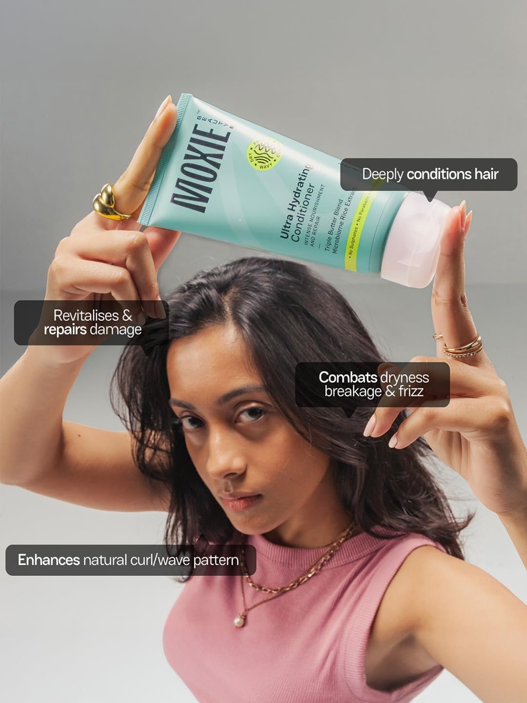 Moxie Beauty Ultra Hydrating Conditioner for Dry & Frizzy Hair 175 ml Triple Butter Blend | Sulphate, Paraben & Silicone-Free | Deep Nourishment for Wavy & Curly Hair thumbnail