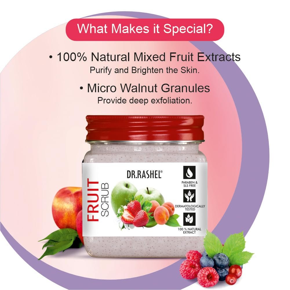 DR.RASHEL Beauty Elixirs Fruit exfoliator For Face & Body (380 Ml) | All Skin |Cleanser Scrub For Deep Exfoliation | Dead Skin Remover | Tan Removal | Blackhead Remover thumbnail