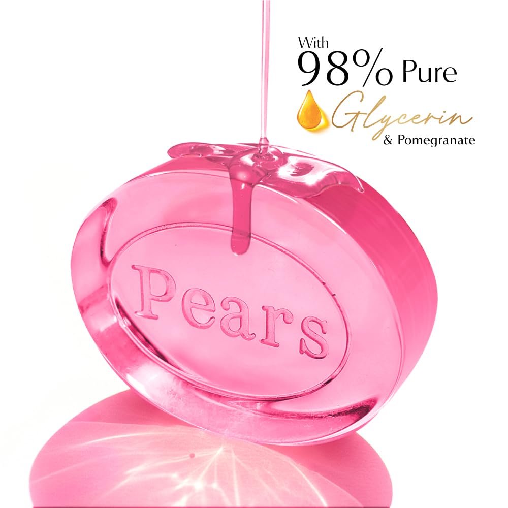 Pears Original Glycerin Soap Bar - Revitalized Glow | With 98% Pure Glycerin & Pomegranate | With Plant Based Cleanser for Skin & Body | Paraben-free | 125gms x 4 thumbnail