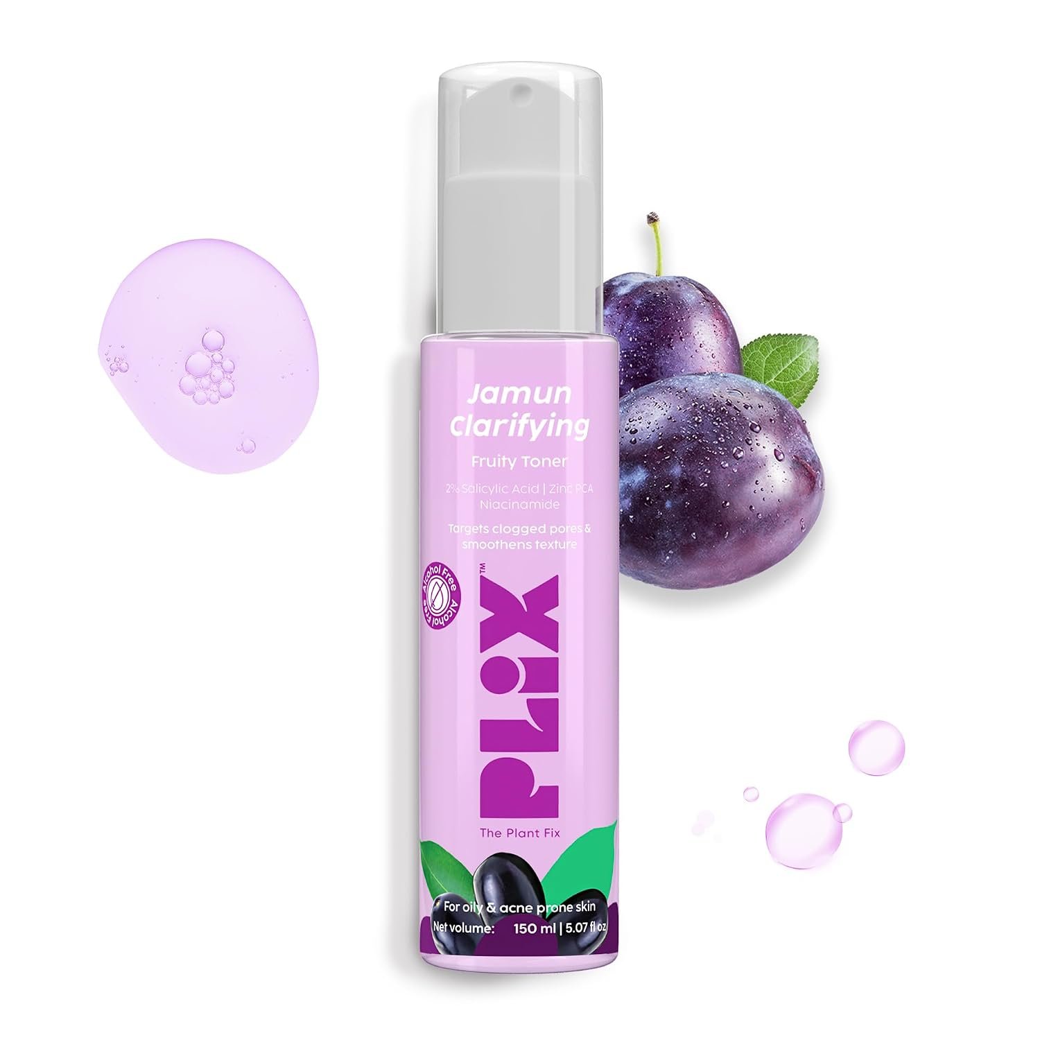 PLIX - THE PLANT FIX Jamun Clarifying Fruity Toner (150 Ml)|With Niacinamide & Jamun Extract|Targets Clogged Pores & Smoothens Skin|For Oily & Acne Prone Skin|Alcohol Free, For Women & Men