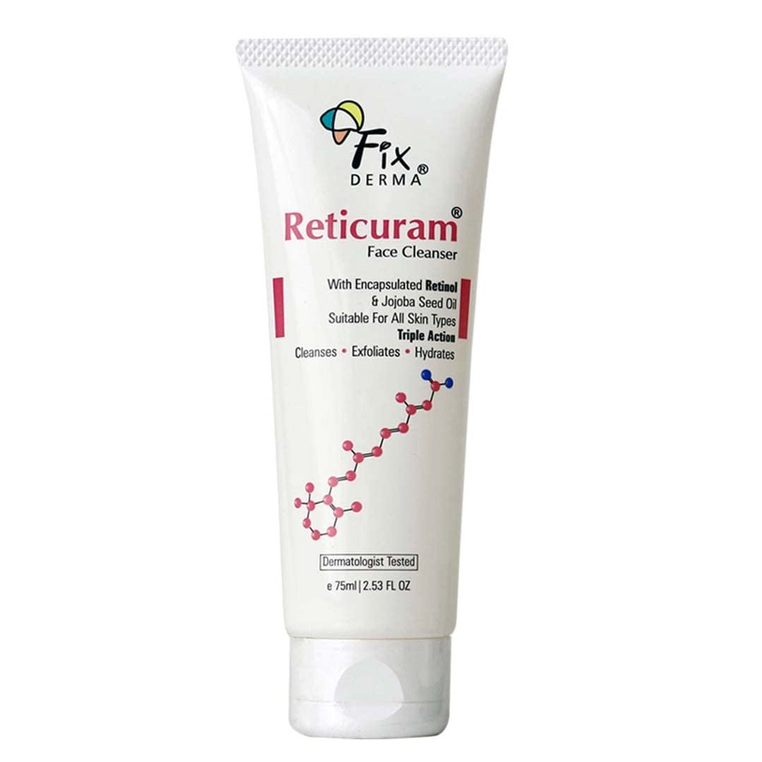 Fixderma 0.05% Retinol Reticuram Face Cleanser , Anti Ageing, Retinol Face Cleanser, Regulates Sebum Production, Deep Pore Cleansing, Soap Free face wash with jojoba oil 50ml thumbnail