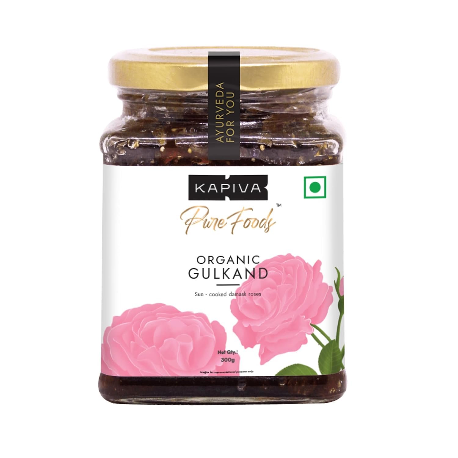 Organic Damask Rose Gulkand | Traditional Sun-Cooked Rose Petal Preserve | Made with Organic Rose Petals & Mishri | No Artificial Colours or Flavours | 300g