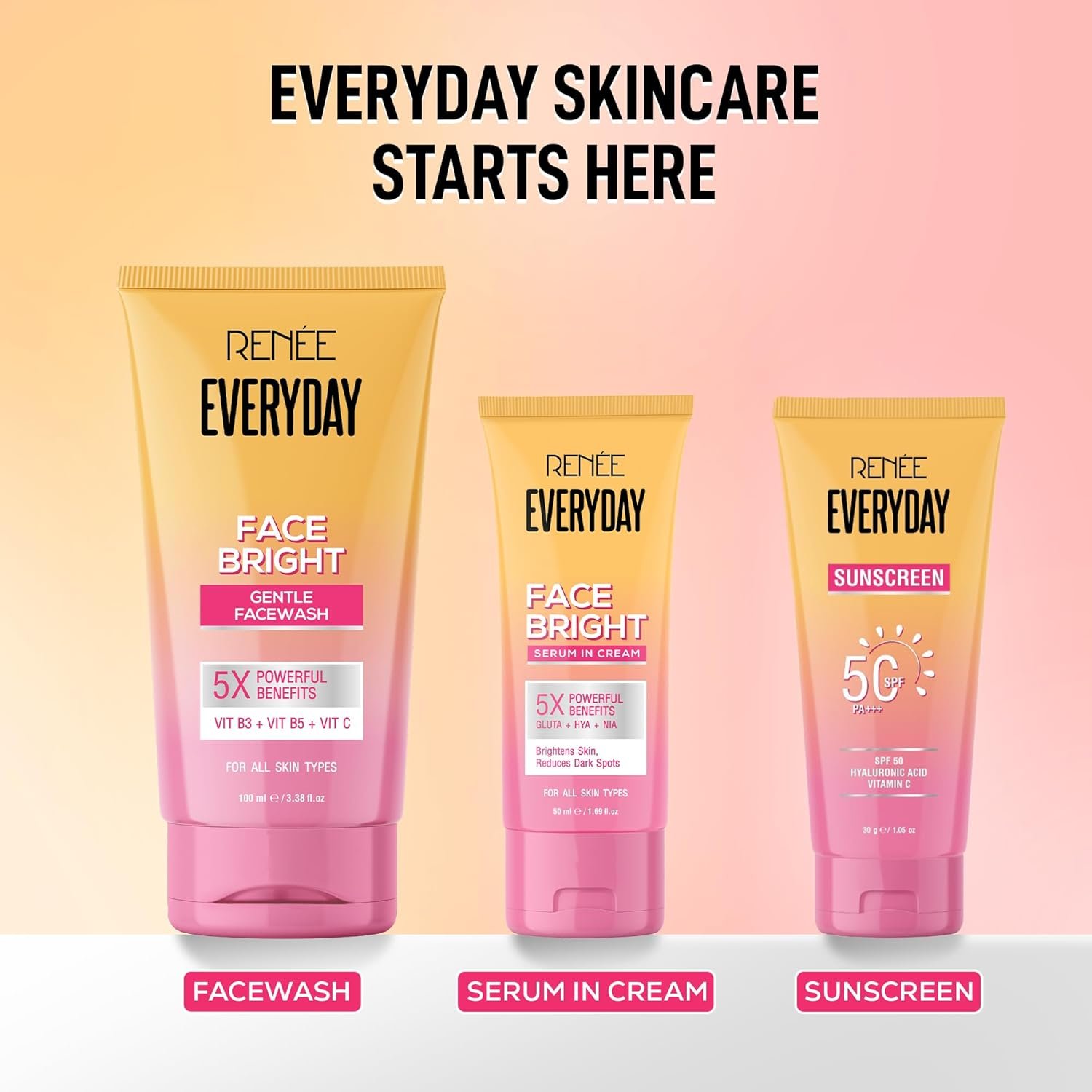 RENEE Everyday Face Bright Gentle Face Wash For Fresh, Clean Skin | Hydrates, Brightens Skin, Reduces Oil | With Vitamin B3, B5, and C | Facewash for Women & Men of All Skin Types | 100 Ml thumbnail