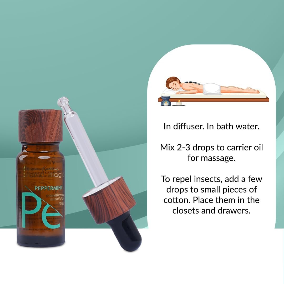 Aroma Magic Peppermint Essential Oil – Mentha Piperita for Headache, Nausea, Ant Repellent & Skin Soother – 10ml thumbnail
