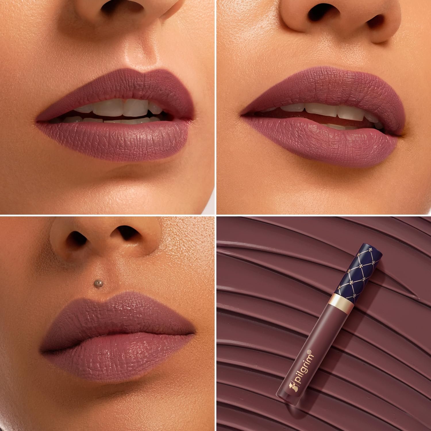 Pilgrim Oh So Crème! Premium Matte Liquid Lipstick | Most Lightweight & Transfer-proof Lipstick | Highly Pigmented & Long-Lasting | 3.5ml (Mauve Affaire-23) thumbnail
