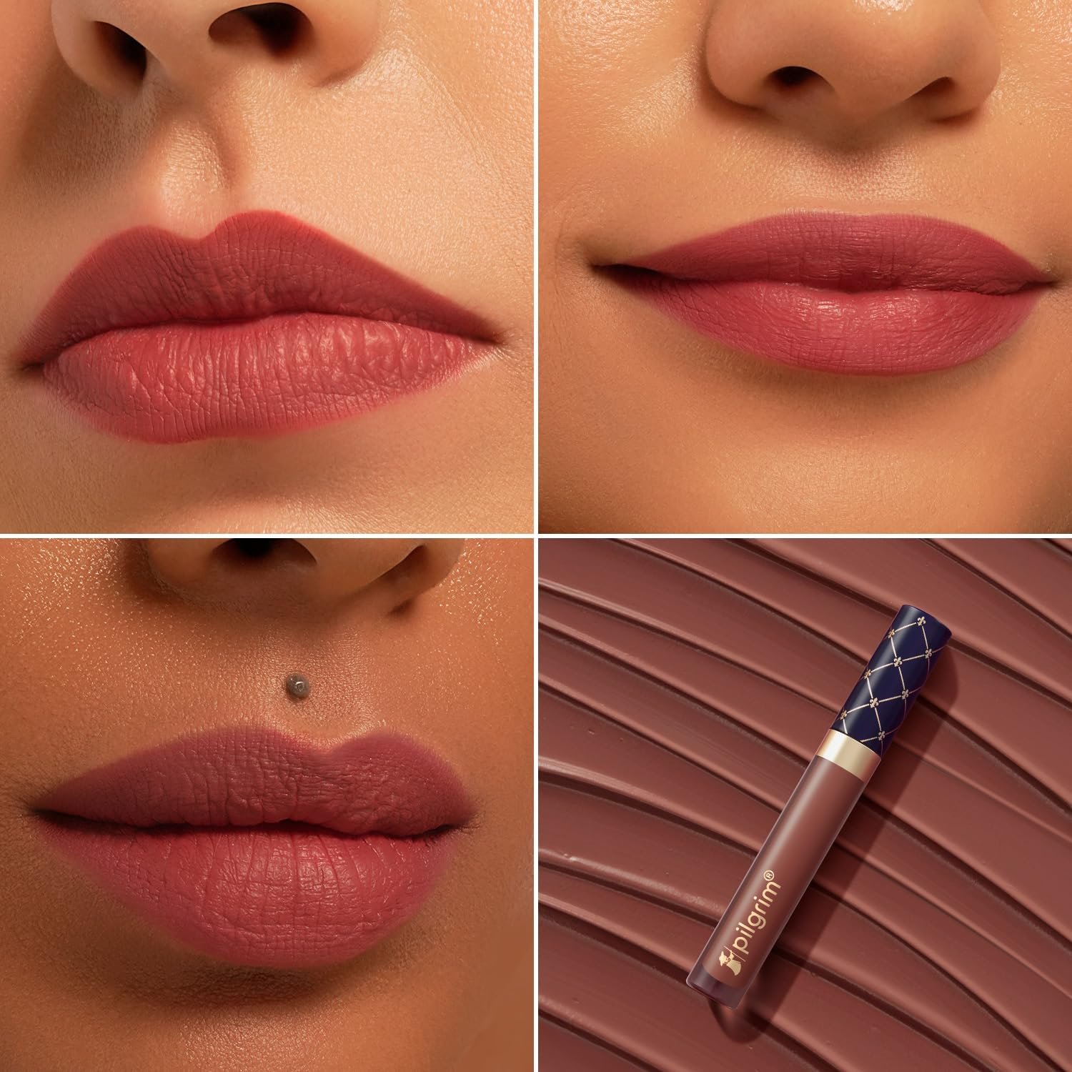 Pilgrim Oh So Crème! Premium Matte Liquid Lipstick | Most Lightweight & Transfer-proof Lipstick | Highly Pigmented & Long-Lasting | 3.5ml (Chic Mocha-05) thumbnail