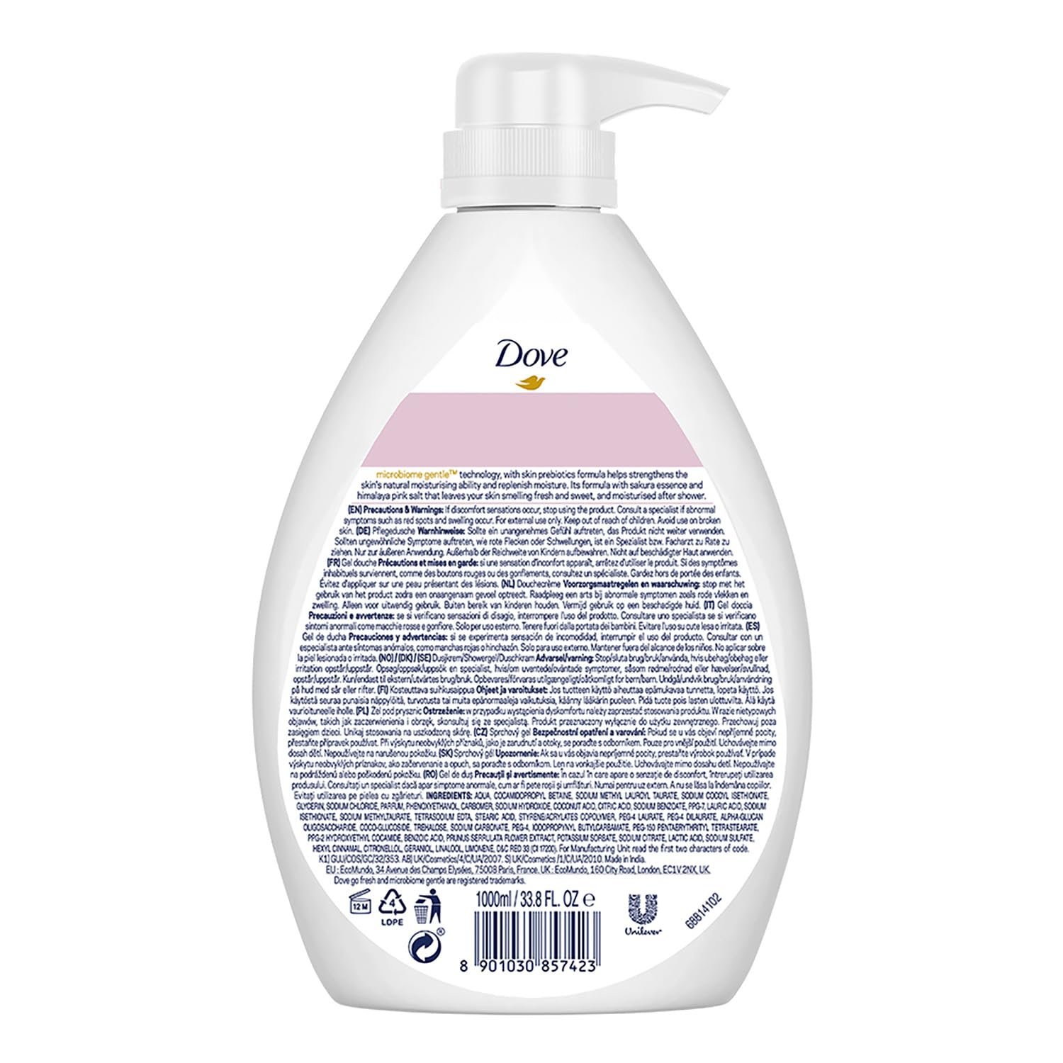 Dove Refreshing Sakura Blossom Body Wash with Himalaya Pink Salt for Replenished Skin, 1L thumbnail