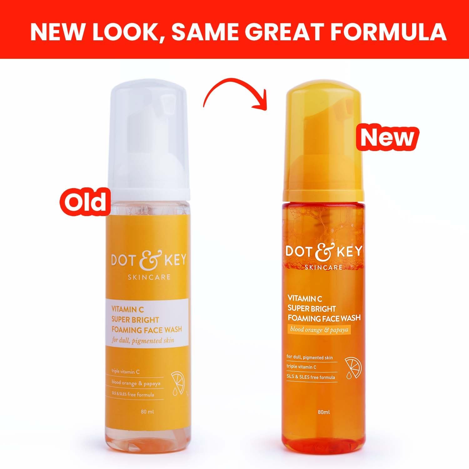 DOT & KEY Vitamin C Super Bright Foaming Face Wash For Dull&Pigmented Skin|With Triple Vitamin C,Blood Orange&Papaya|Sulphate Free|For All Skin Types 80ml thumbnail