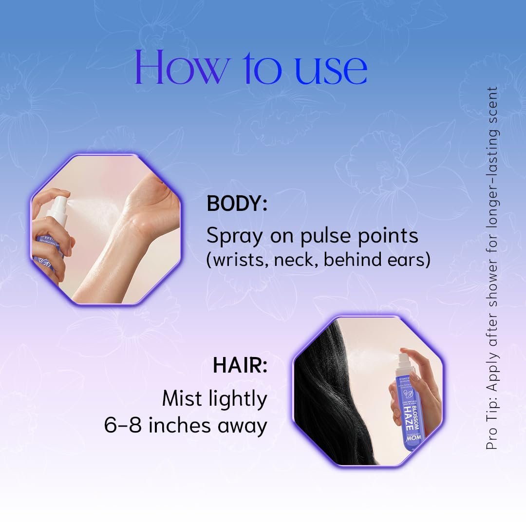 WOW Skin Science Blossom Haze Unisex Body & Hair Perfume Mist | Skin-Close Floral Musk Fragrance with Niacinamide | Lightweight, Long-Lasting Mist for Men & Women | 100ML thumbnail