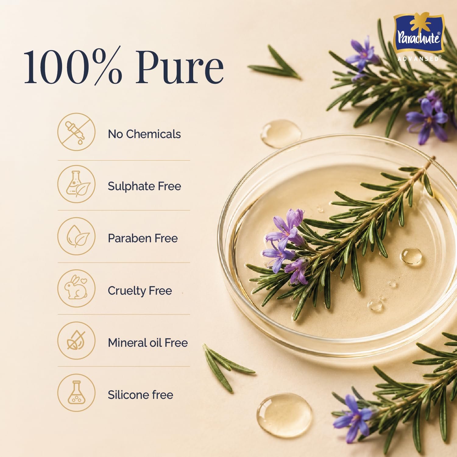 Parachute Advansed Rosemary Essential Oil | 100% Pure | Hair Growth & Hair Fall Control | Thick & Voluminous Hair |14ml thumbnail