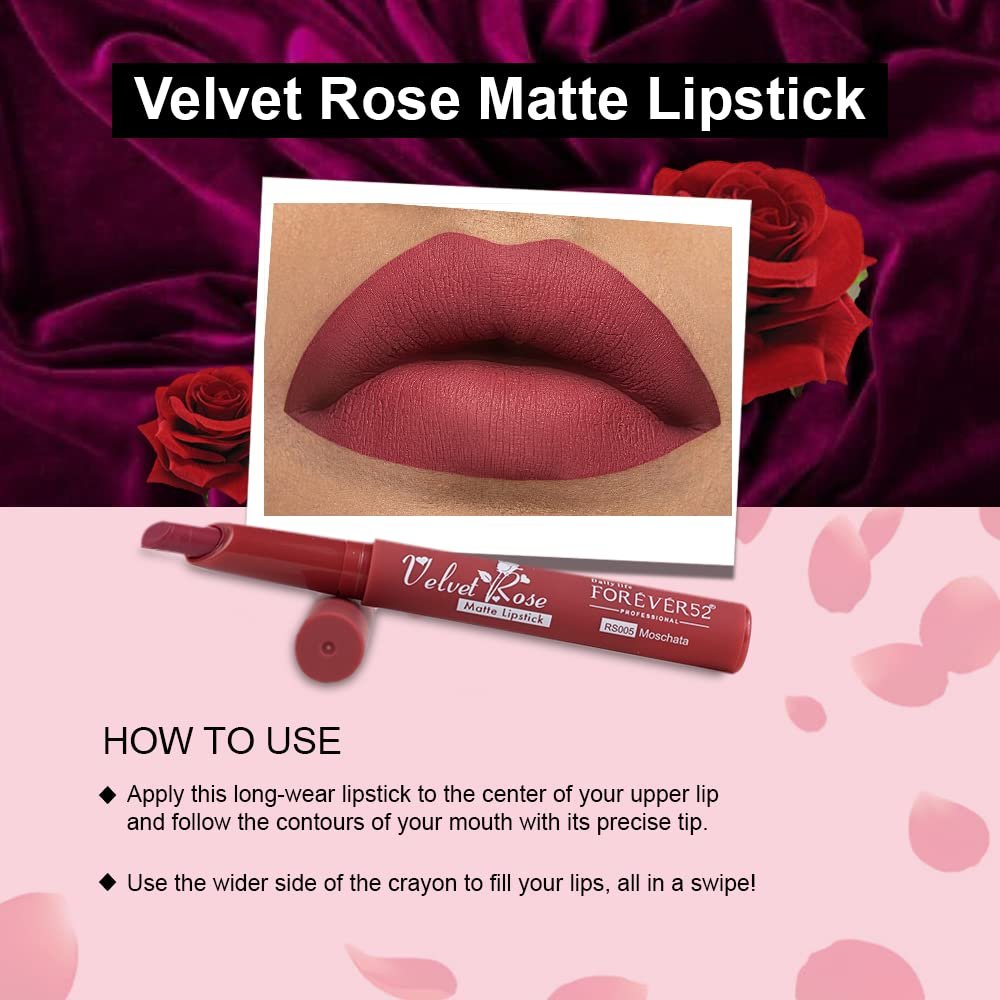 Daily Life Forever52 Velvet Rose Matte Long-Lasting Crayon Lipstick (Enriched With Rose Oil) - Hydrating Bold Lip Color With Silky Finish Look -Moschata | Pinks thumbnail