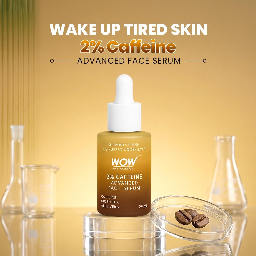 WOW Skin Science 2% Caffeine Advanced Face Serum | Caffeine + Green Tea + Aloe Vera | De‑Puffing, Dark Circle & Tired Skin Relief | Energising Under‑Eye & Face Serum 30ml thumbnail