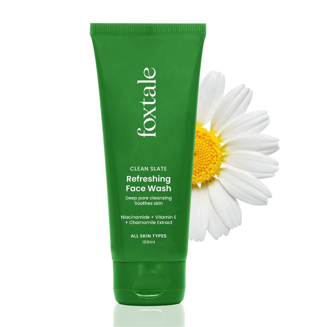 Foxtale Refreshing Face Wash for Deep Cleansing with Niacinamide, Hydrates & Brightens, Non-Drying Cleanser for Glowing Skin, Men & Women, For All Skin Types - 100 ml