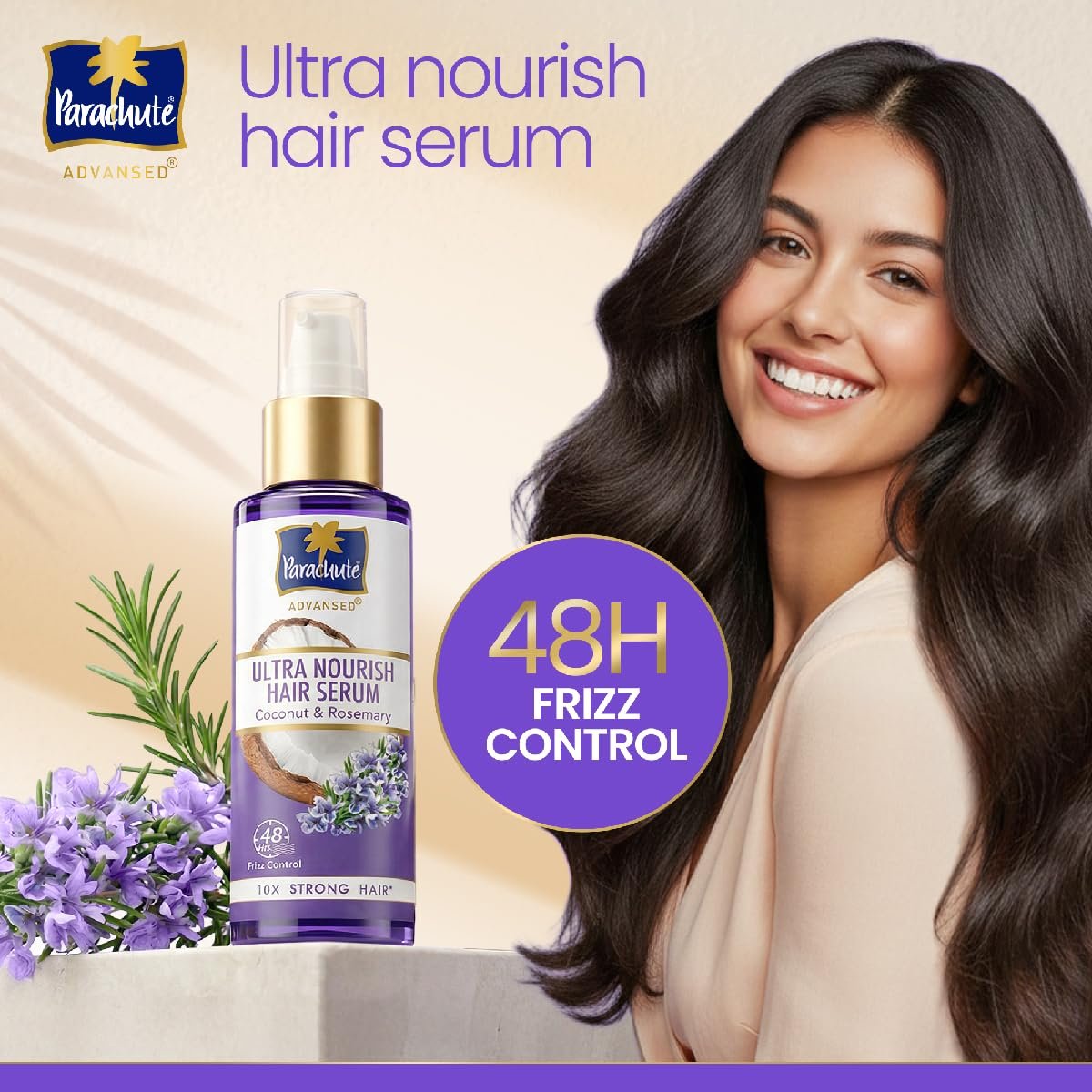 Parachute Advansed Ultra Nourish Hair Serum | Coconut & Rosemary | 48 Hr Frizz Control | 10X Strong Hair | 100ml thumbnail