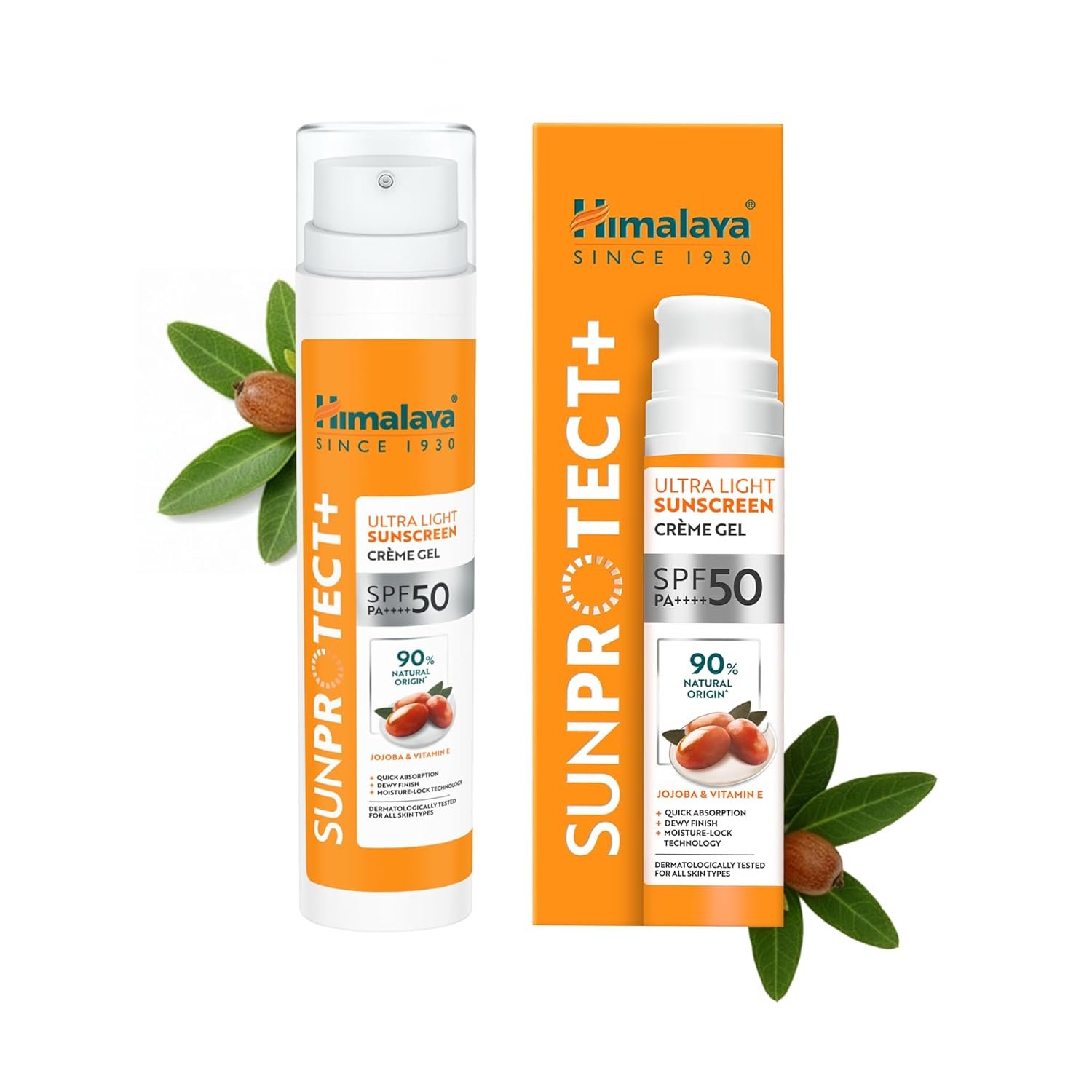 Himalaya Sun Protect+ Ultra Light Sunscreen | Crème Gel | 90% Natural Origin Ingredients | In vivo tested SPF 50 PA++++ | Dermatologically tested for all skin types | No white cast | 50g