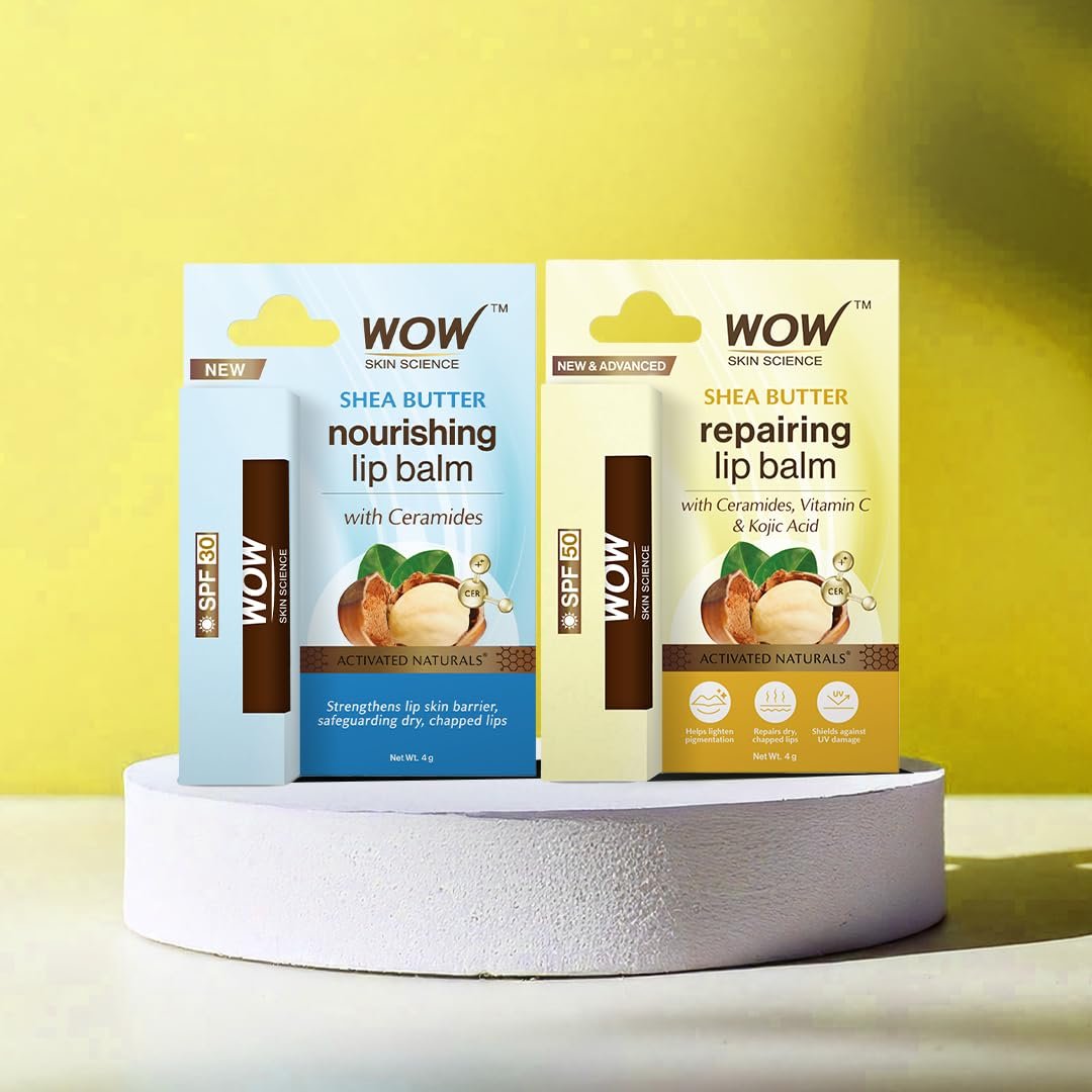 WOW Skin Science Shea Butter & Ceramides Repairing Lip Balm With Spf 50 Brightening Lip Balm For Pigmentation | With Vitamin C & Kojic Acid | 4G Brown thumbnail