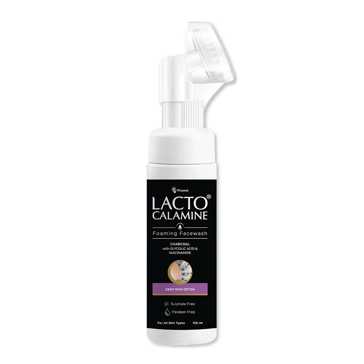 Lacto Calamine Charcoal Foaming Face wash| Deep skin Detox| Cleanse skin impurities| With Built-in foaming Brush|  150 ml thumbnail