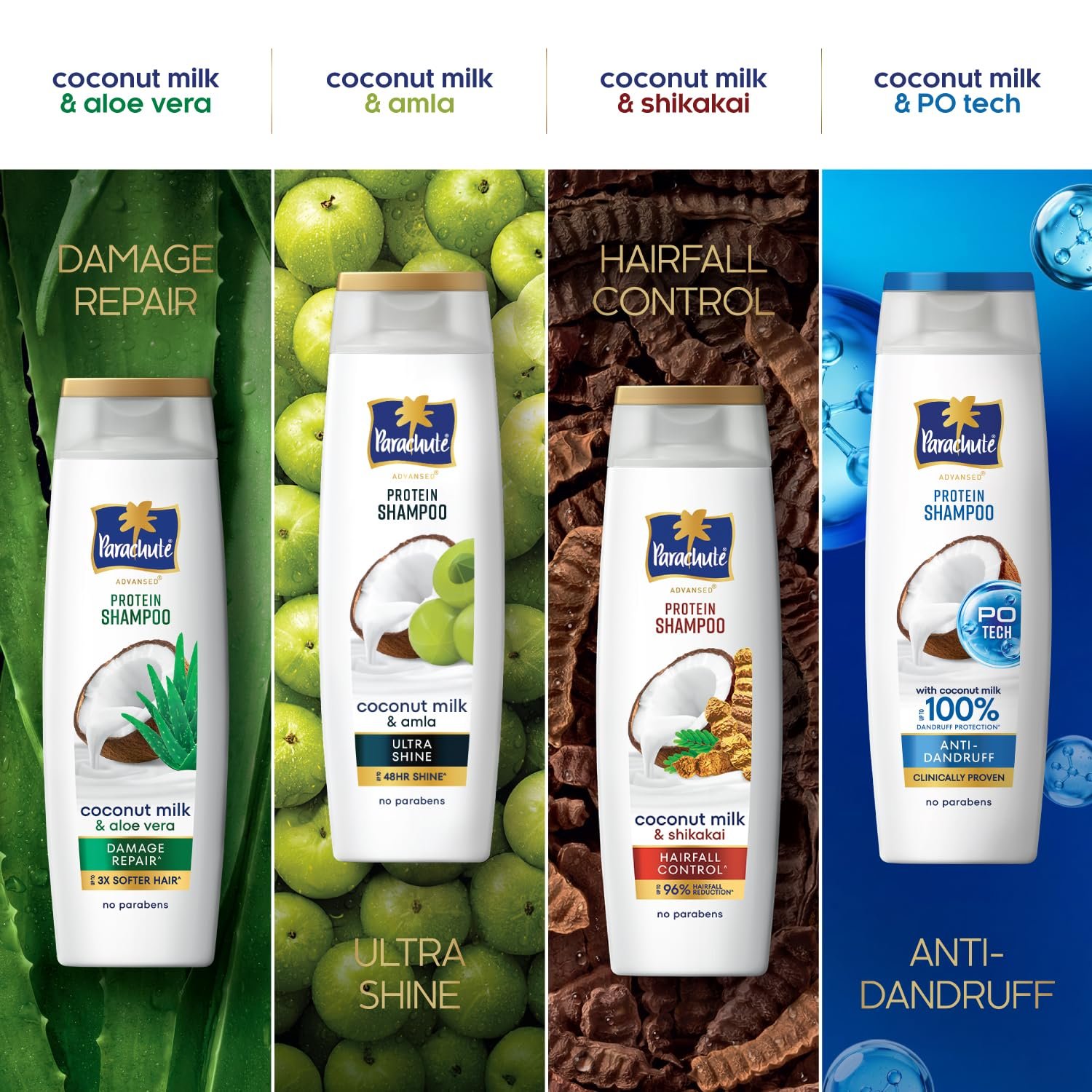 Parachute Advansed Protein Shampoo with Coconut Milk & Shikakai |  Paraben free | For Men & Women | 340ml thumbnail
