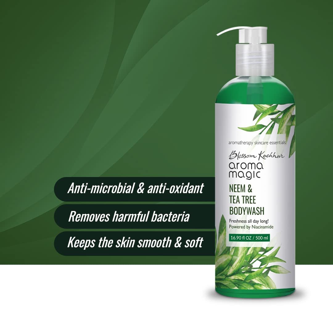 Aroma Magic Neem & Tea Tree Body Wash Pwrd by 5% Niacinamide | Removes harmful bacteria, protects with anti-microbial & antioxidant properties with neem oil 500ml thumbnail