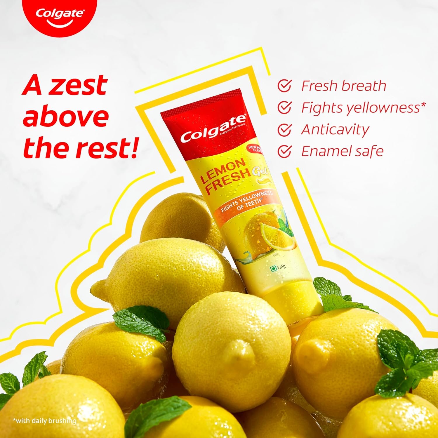 Colgate Lemon Fresh Gel Toothpaste | Tooth Paste Fights Yellowness of Teeth | Colgate Paste Toothpaste with New Fresh Flavor (240gm) thumbnail