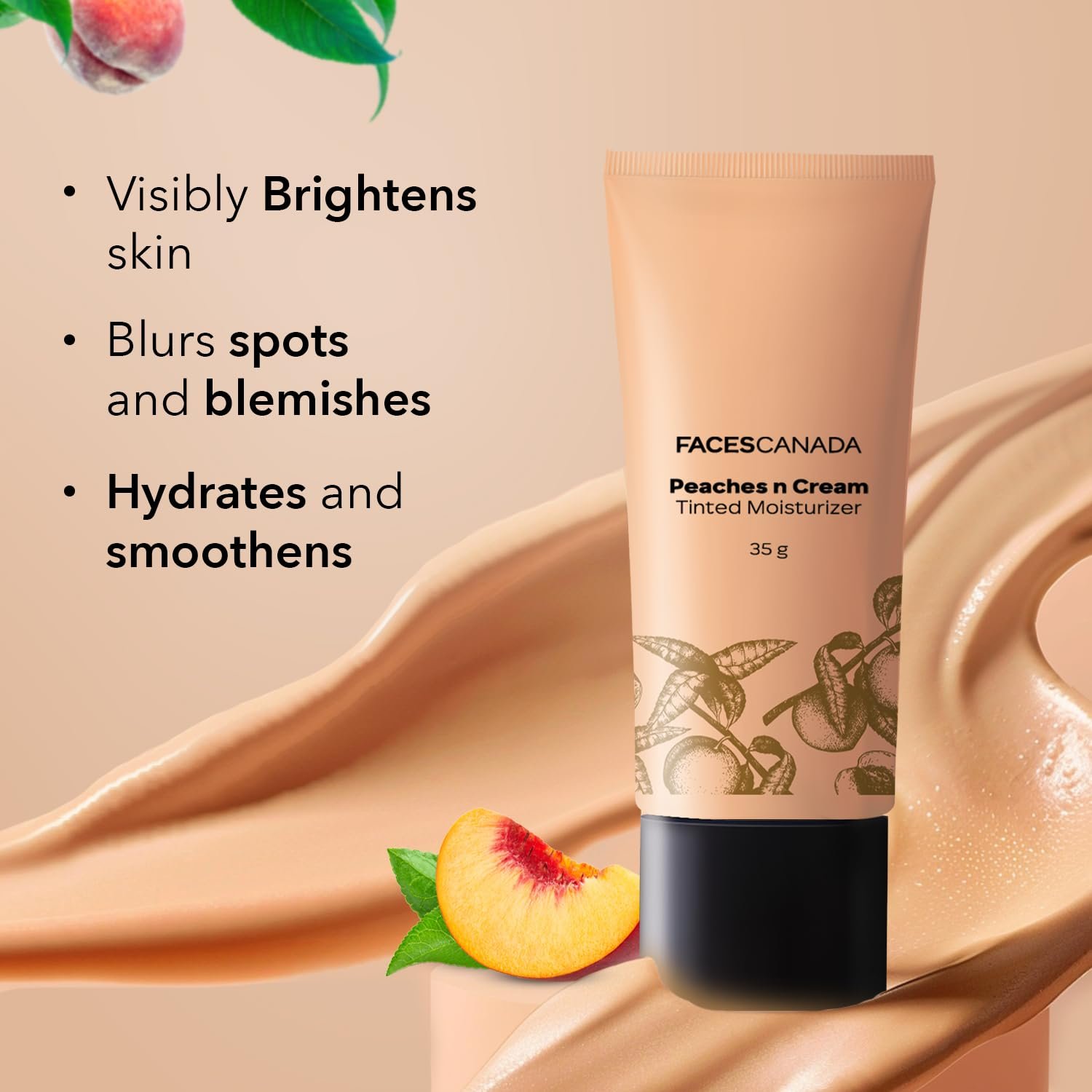 FACES CANADA Peaches N Cream Tinted Moisturizer - Light 01, 35 g | Soft Peachy, Natural Glow | Lightly Tinted BB Cream | thumbnail