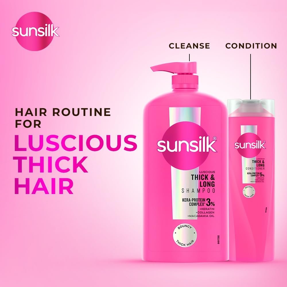 Sunsilk Luscious Thick & Long Shampoo 1L || with 3% KERA-PROTEIN COMPLEX for Thicker, Fuller & Bouncier Hair thumbnail