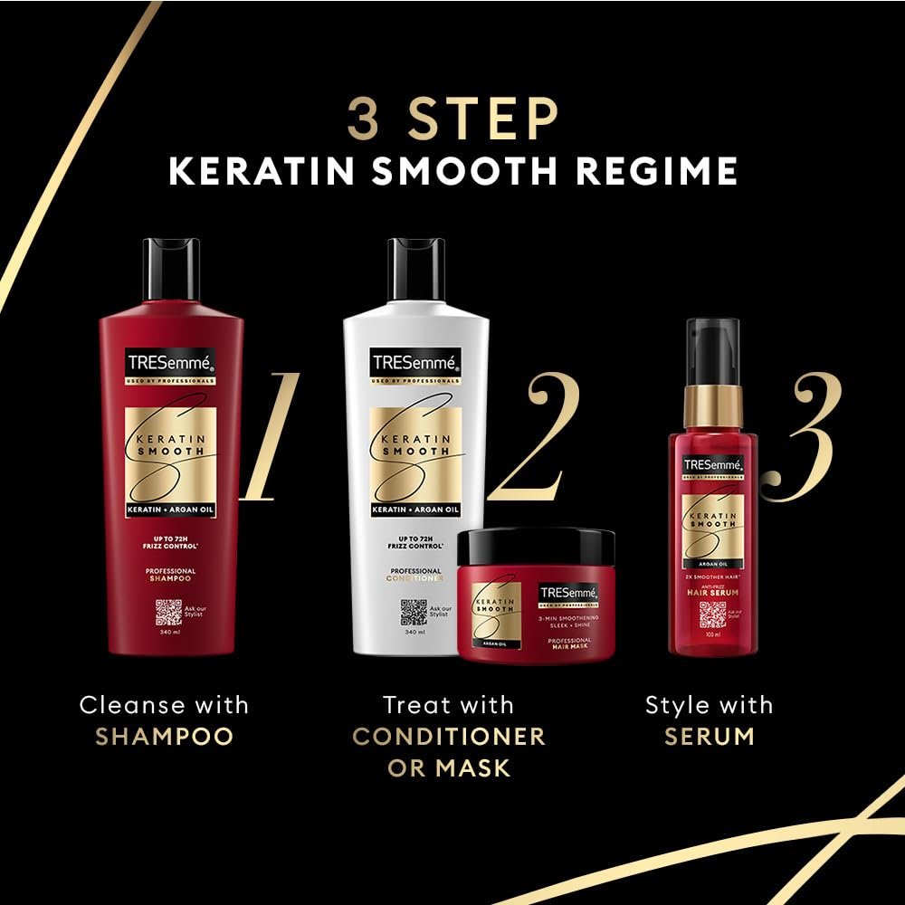 TRESemmé Keratin Smooth Anti Frizz Serum 50ml | 72H Frizz Control, Heat Protection & 2X Smoother Hair | Paraben Free Hair Serum for Dry Frizzy Hair thumbnail