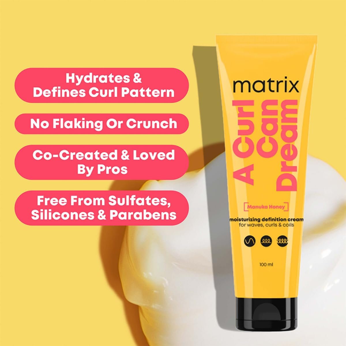 Matrix Professional A Curl Can Dream Leave-In Cream & Gel Combo|Nourishes & Defines Wavy, Curly Hair|Enriched with Manuka Honey Extract|Waves & Curls Styling|No Flaking Or Crunch (200ml) thumbnail