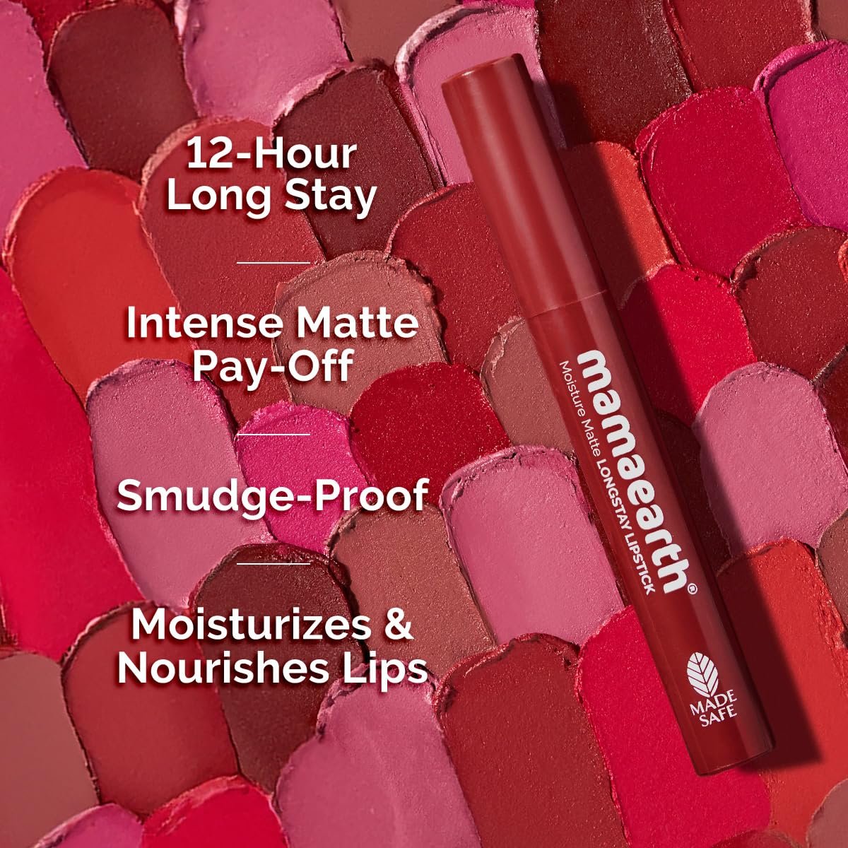 Mamaearth Moisture Matte Longstay Lipstick With Avocado Oil & Vitamin E For 12 Hour Long Stay - 11 Cherry Punch -2 G thumbnail