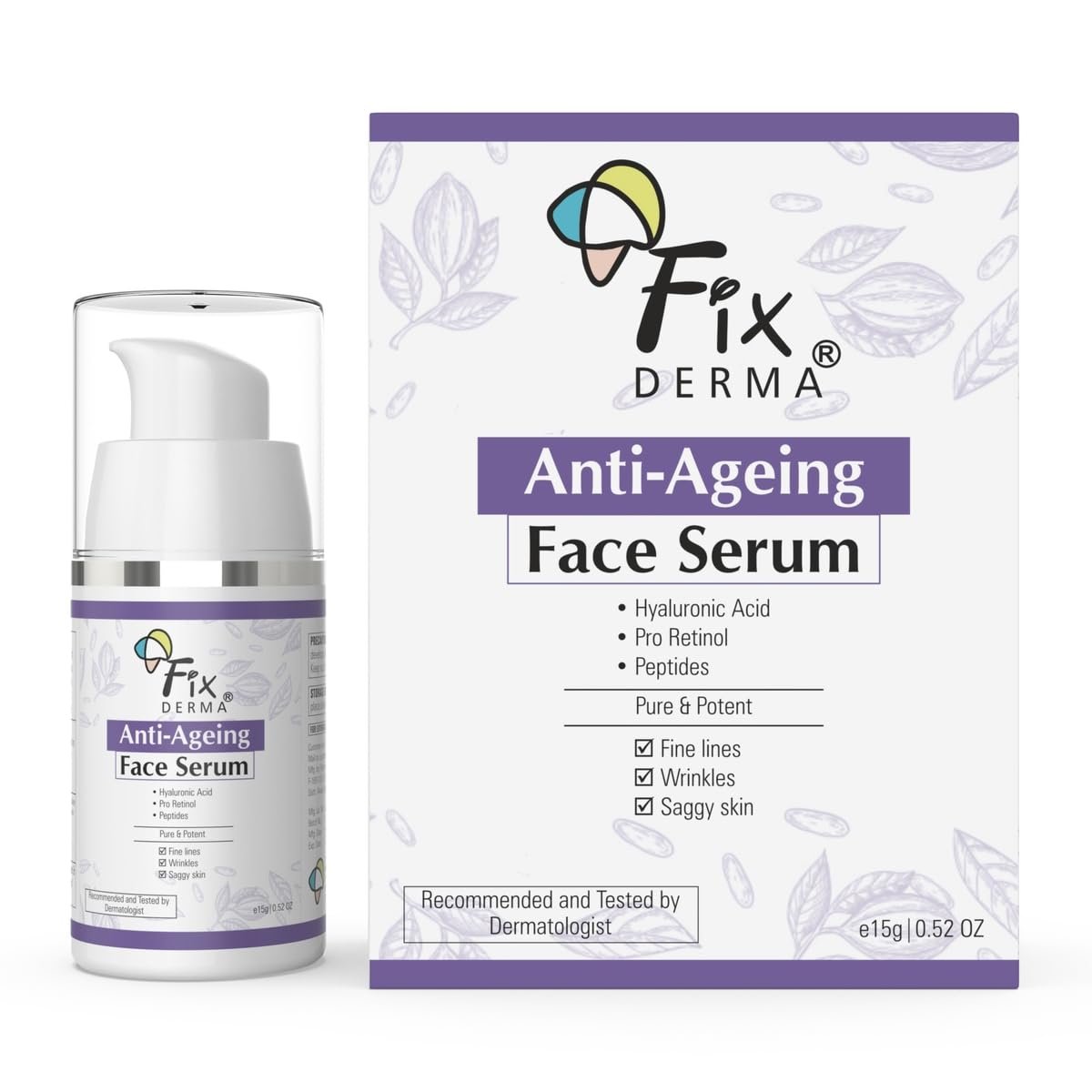 Fixderma Hyaluronic Acid Serum for Anti Ageing with Pro Retinol Serum for Face | Anti Ageing Serum for Fine Lines & Wrinkles | Face Serum for Men & Women | Face Serum - 15g