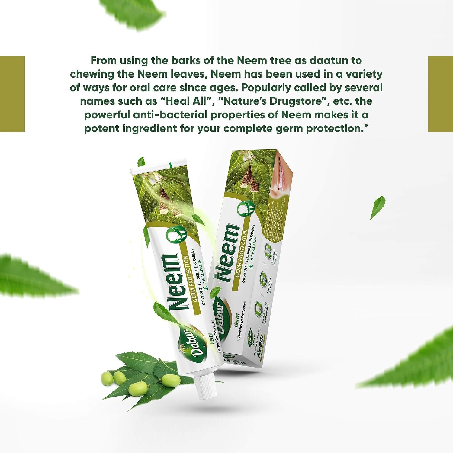 Dabur Herb'l Neem Toothpaste 200g | Neem-Enriched Germ Protection Oral Care | Helps Maintain Healthy Teeth & Gums | Fresh Breath thumbnail