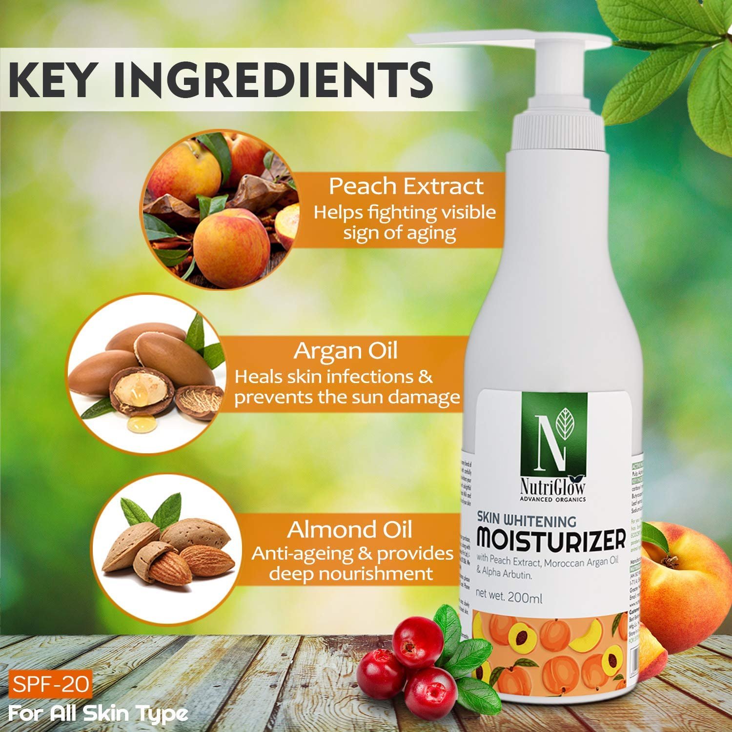 NutriGlow Advanced Organics Skin Lightening Moisturizer 200ml thumbnail