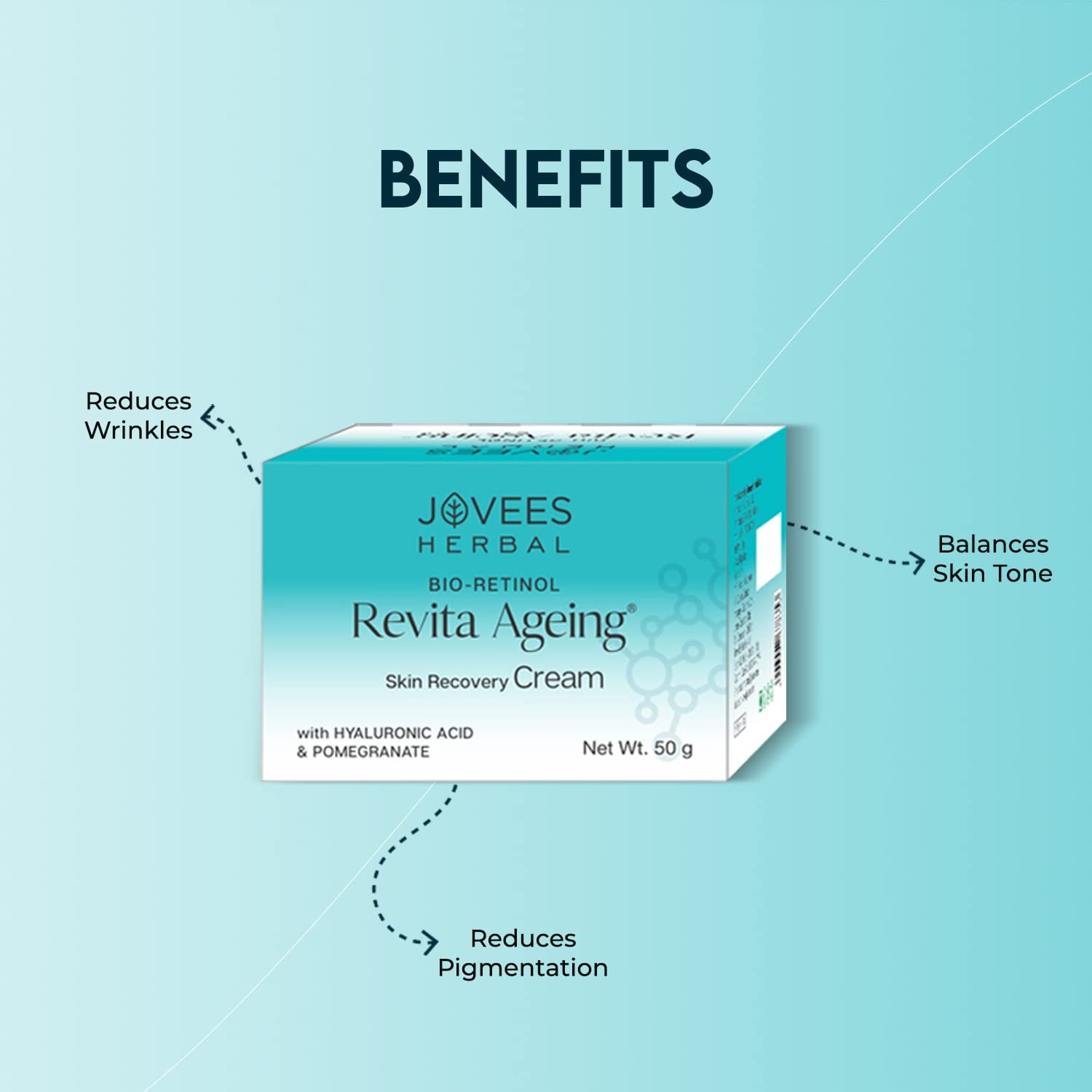 Jovees Herbal Bio-Retinol Revita Ageing Face Cream | Made with Eco-Certified Bio-Retinol | Reduce Sign of Ageing, Hyperpigmentation & Improves Uneven Skin Tone 50g thumbnail