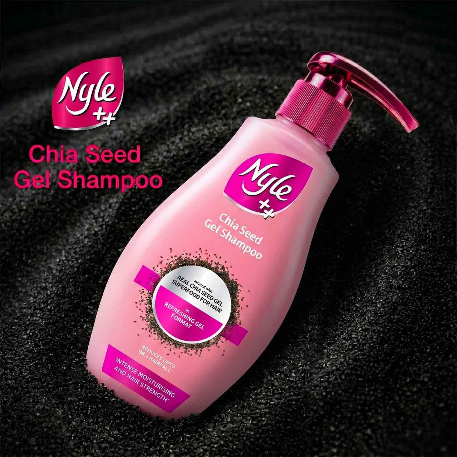 yle ++ Chia Seed Gel Shampoo | Infused with Real Chia Seed Gel | Refreshing Gel Format | Reduces up to 98% Hairfall | Intense Moisturising & Hair Strength | 340ml thumbnail