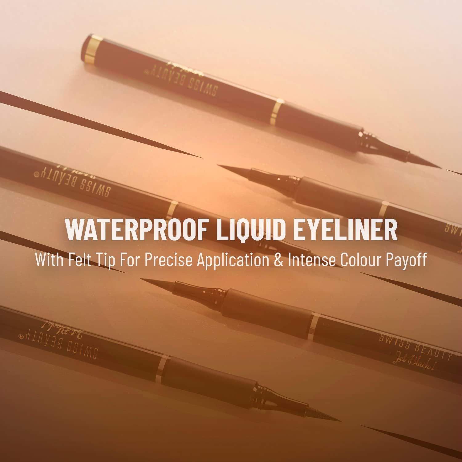 SWISS BEAUTY Waterproof And Long Wearing Bold Felt Tip Pen Glossy Eyeliner | Smudge Proof Eye Makeup | Quick Drying | Black, 1.2Ml thumbnail